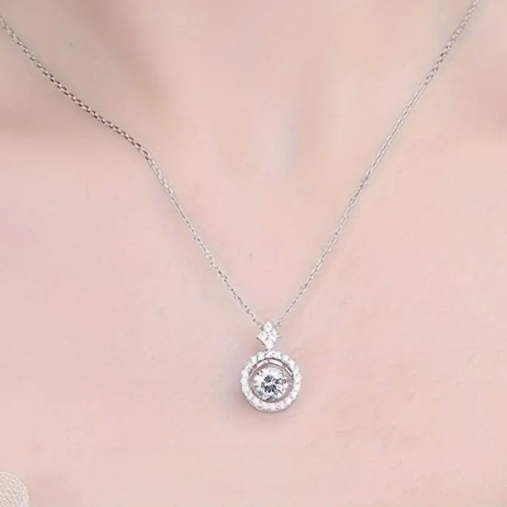 1 carat Moissanite Vibrating Halo Necklace